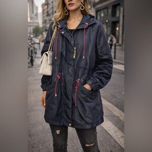 Pinko Navy Blue Hooded Lightweight Parka Coat - US Size M/8, Urban Sporty Chic